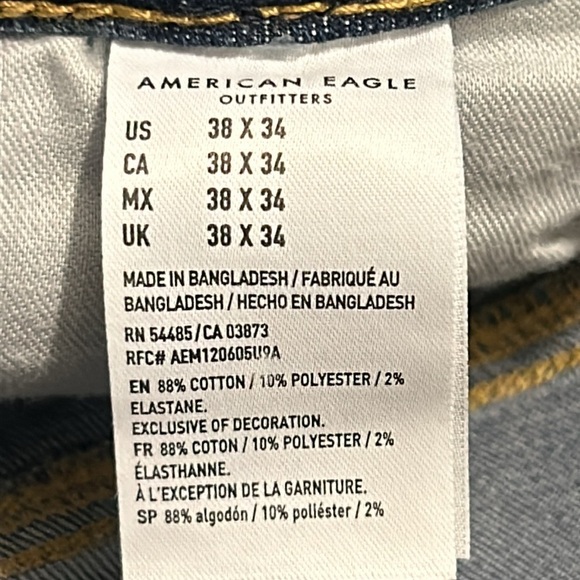 American Eagle Relaxed Straight Fit Men’s Jeans Size 38 x 34 NEW - Picture 9 of 14